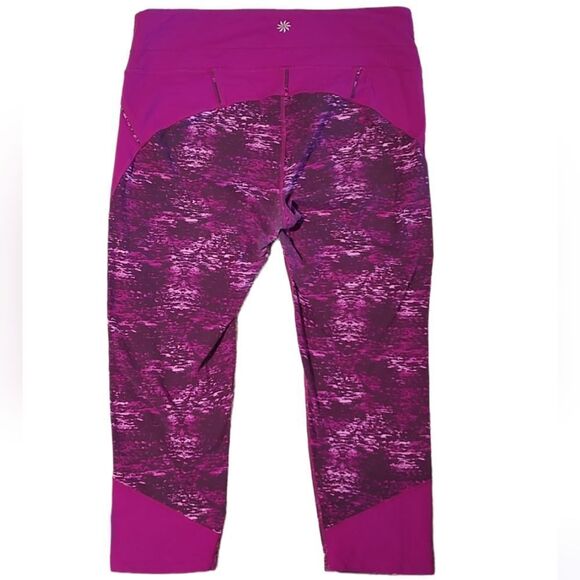 Athleta Crush Connect Capris Purple Mid Rise Leggings Medium - Picture 4 of 6